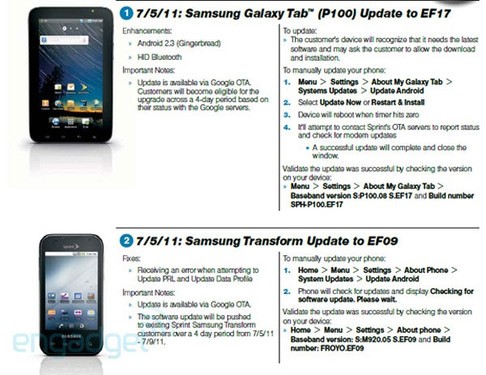 Sprint����Galaxy Tab����������׿2.3 