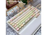 蝙蝠骑士BK75 春日派对 皮革智能掌托 奶绿 幽蓝轴V2