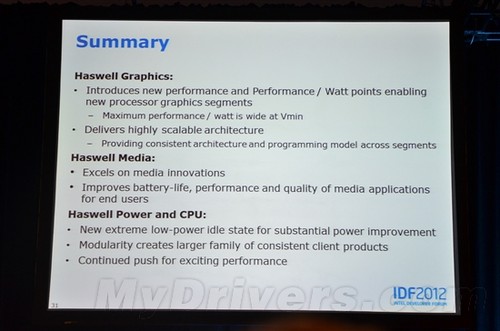 IDF峰会:Haswell架构官方深入解析