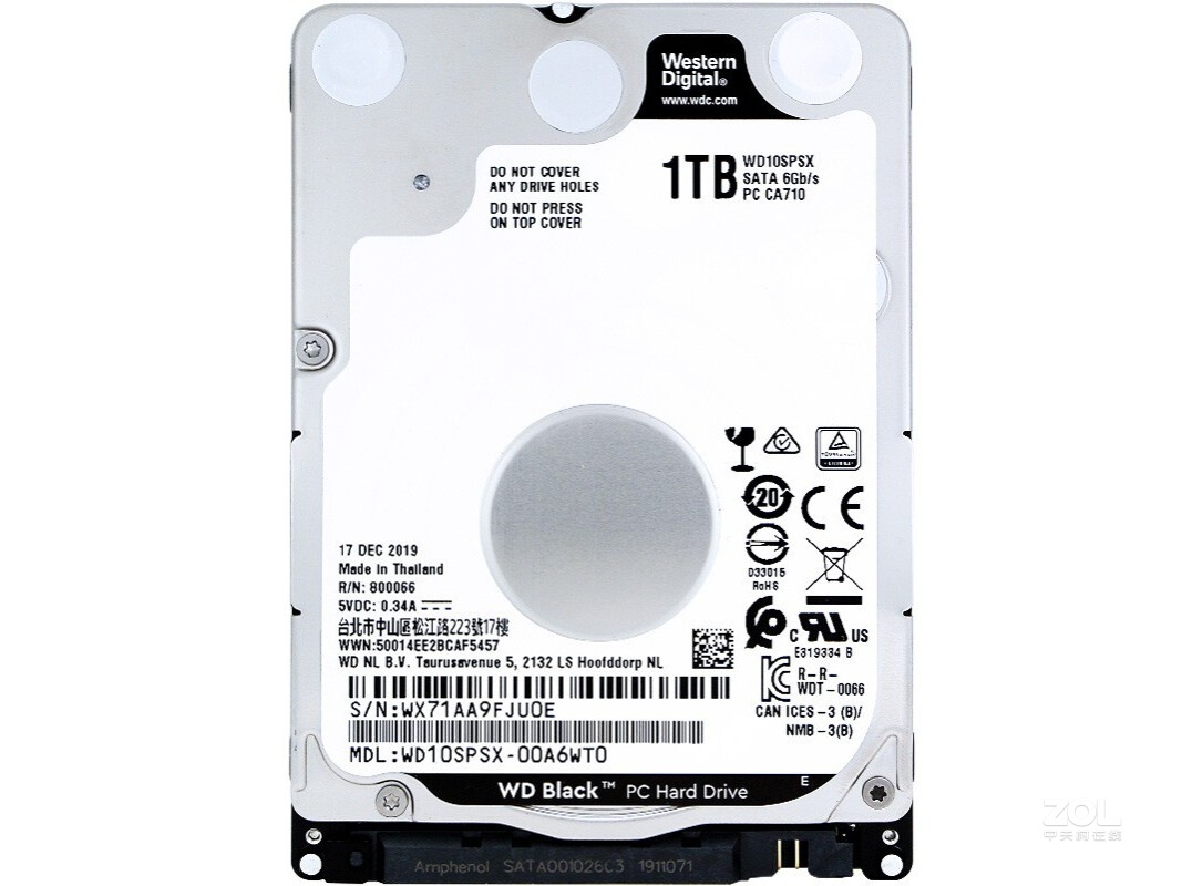 西部数据黑盘 1TB 7200转 64M SATA3（WD10SPSX）